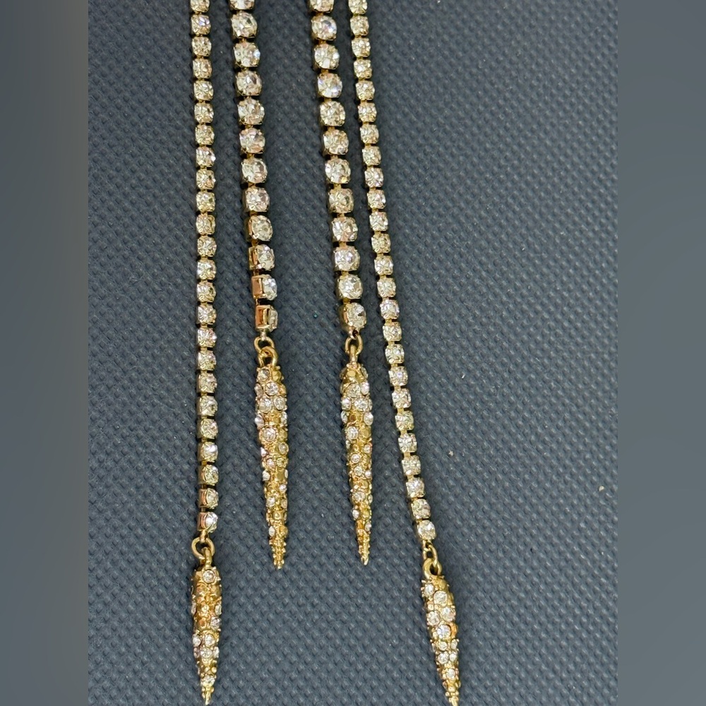 NWT Betsy Johnson Snowflake Rhinestone Crystal Long Dangle Earrings - Picture 5 of 8